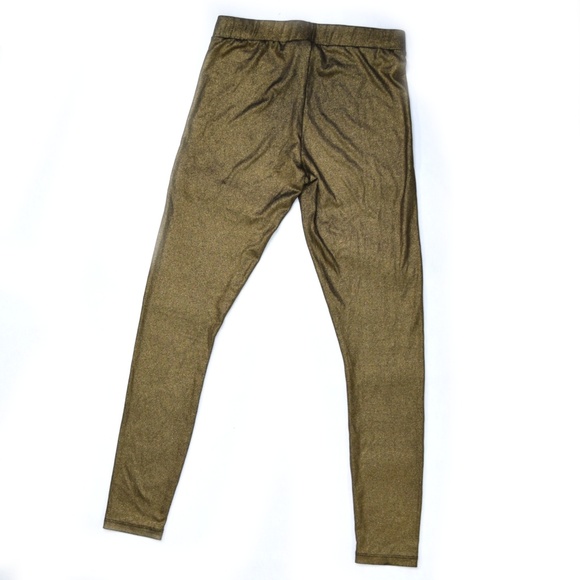 BEBE Antique Gold Metallic Shimmer Leggings Medium - Picture 5 of 7